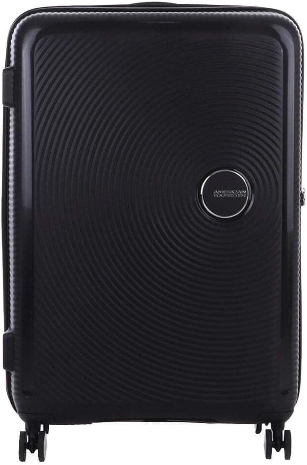 American Tourister Soundbox - Hard Shell Suitcase 77 cm Large - Trolley Suitcase with 4 Wheels, TSA Lock, Expandable &amp; Light - 97/110 L - Black (Bass Black)