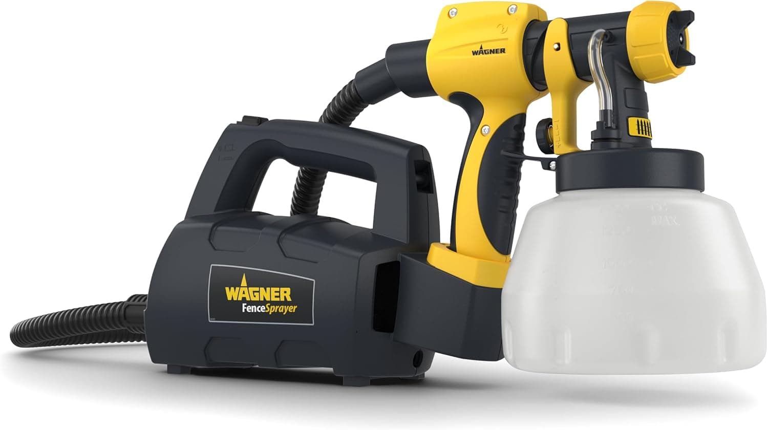 WAGNER Fence &amp; Decking Paint Sprayer for Fences, Sheds, decking or Garden Furniture, Covers 5 m² in 9 min, 1400 ml Capacity, 460 W, 1.8 m Hose