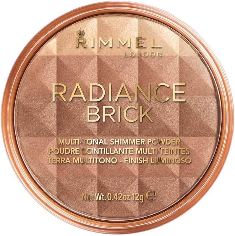 Rimmel London Radiance Shimmer Brick Pressed Bronzer, Light-As-Air Contouring Formula, 002 Medium, 12 g