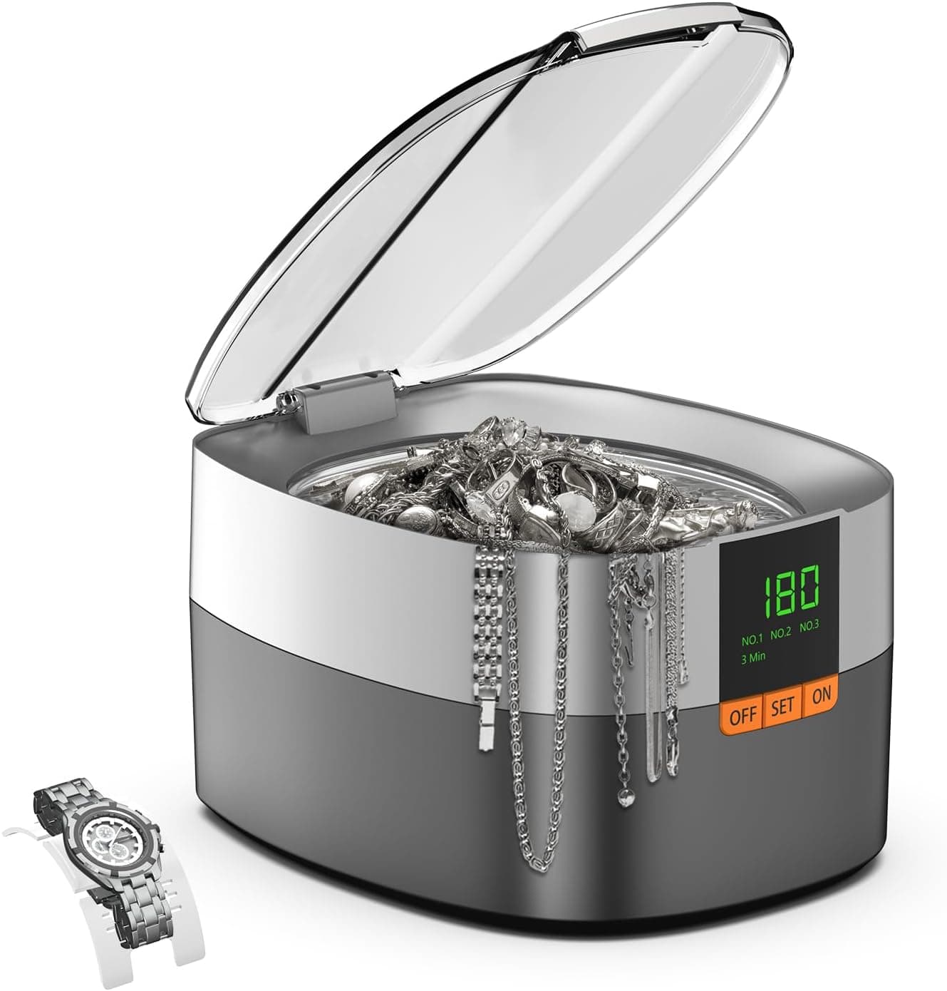 KECOOLKE Ultrasonic Cleaner 750ml Jewelry Sonic Cleaner with Digital Timer for Eyeglasses, Rings, Coins，Silver Ultrasonic Cleaner Solution for Gifts