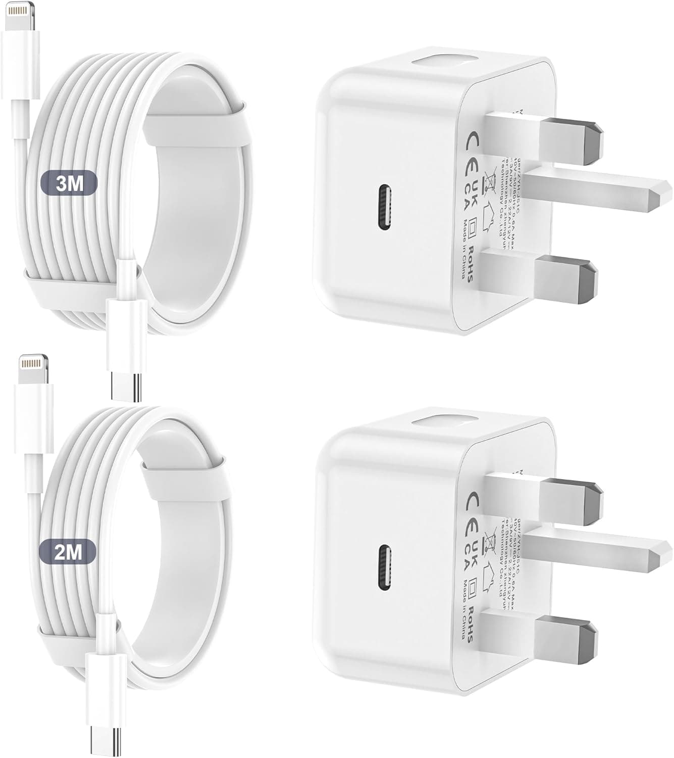 for iPhone Charger Fast Charge, 2Pack PD Fast Apple Charger UK USB C Plug With 2M&amp;3M iPhone Fast Charger Cable [ MFi Certified] Lightning Cable for iPhone 14 13 12 11 Pro Max XS X 8 6, iPad: Amazon.co.uk: Electronics &amp; Photo