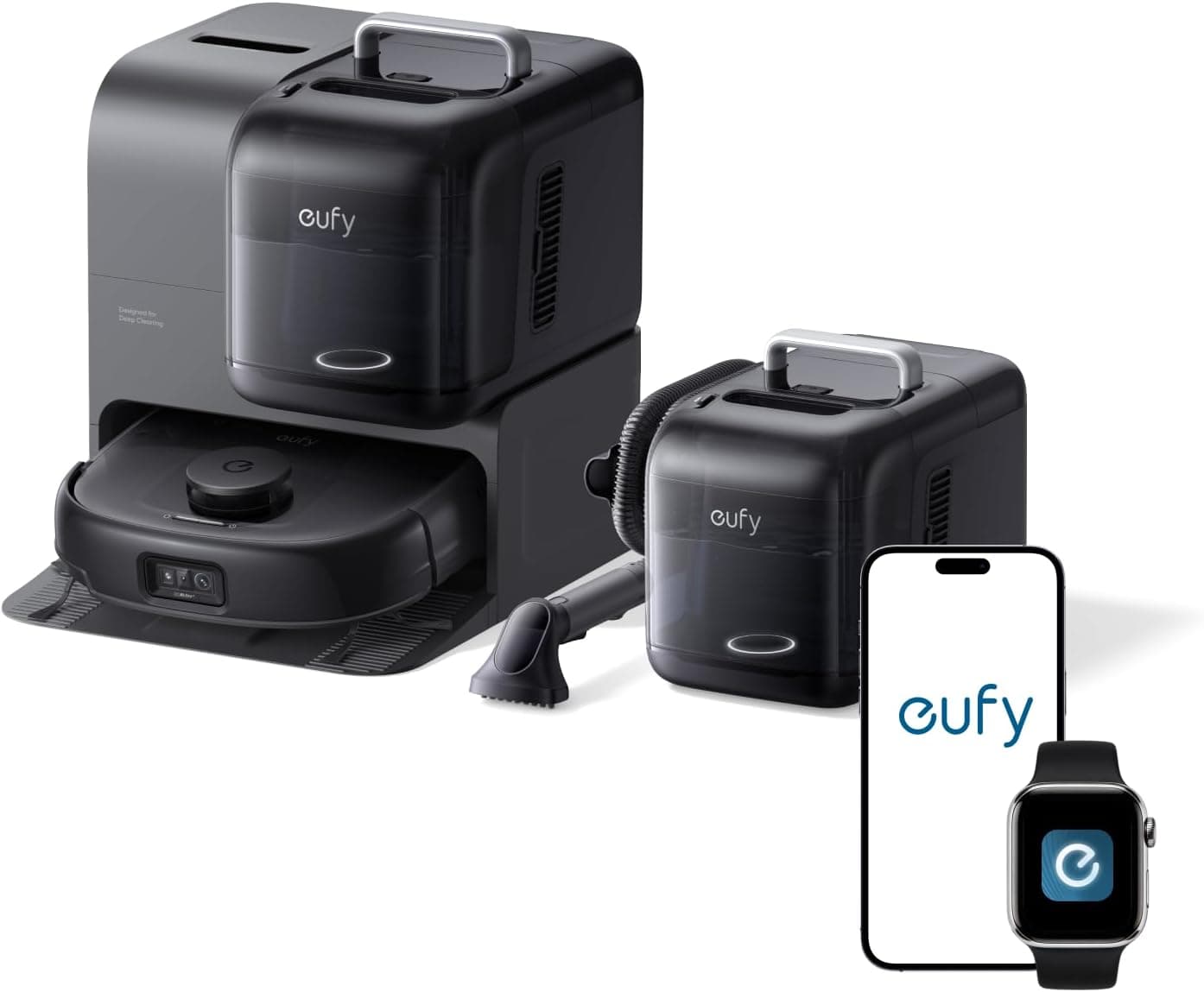 eufy E28 Omni Robot Vacuum Cleaner with Mop, HydroJet System, Portable Deep Cleaner for Carpet, Spot Cleaner, 20,000 Pa Turbo Suction, Zero Tangling, Corner-to-Edge Deep Cleaning, All-In-One Station