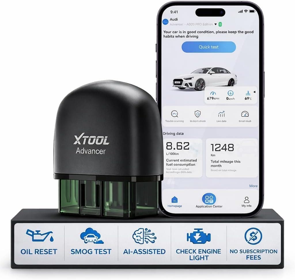 XTOOL AD20 Pro OBD2 Scanner, Wireless Full System OBD2 Code Reader with AI-Assisted, Car Diagnostic Tool with Free Update, Oil Reset, Smog Check, Performance Test, Voltage Test, for iOS &amp; Android