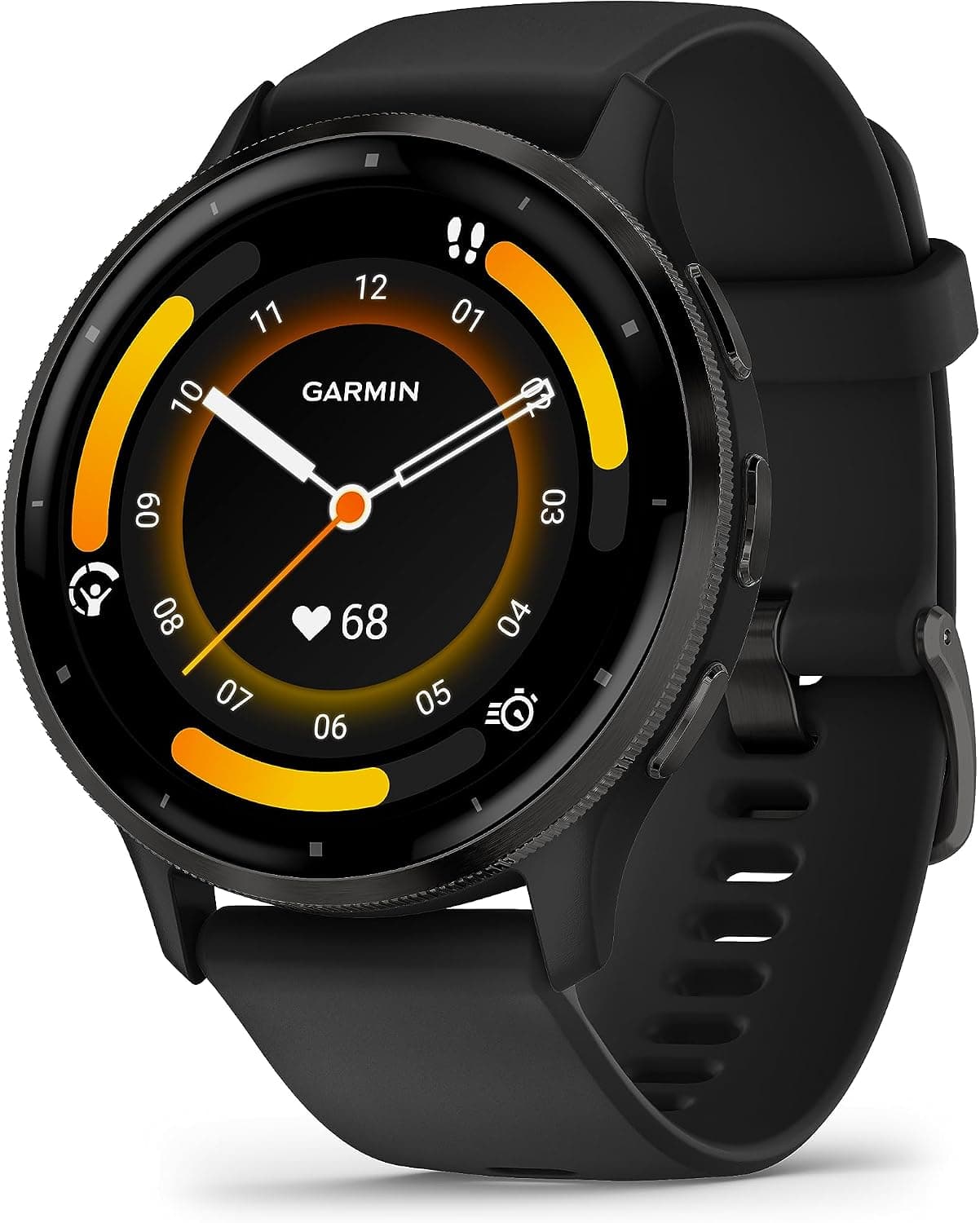 Garmin Venu 3, 45mm GPS smartwatch, AMOLED touchscreen, all-day advanced health &amp; fitness features, voice functionality, music storage, wellness smartwatch with up to 14 days battery life, Black