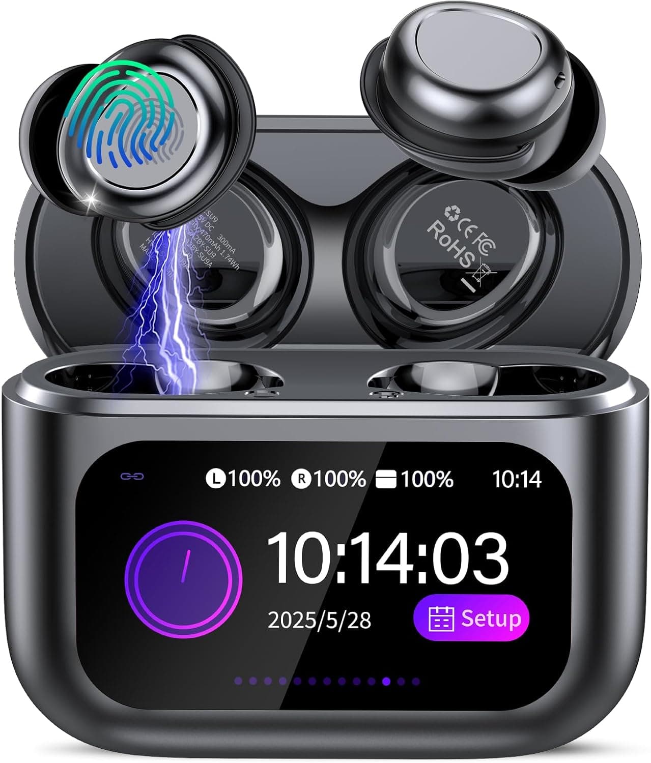 Wireless Sleep Earbuds with Smart Touch Screen, Bluetooth 5.4 Headphones In Ear with ENC Noise Cancelling Mic, 48H Sleep Headphones with 5 EQ Modes, HiFi Stereo IP7 Waterproof Mini Ear Buds, Black: Amazon.co.uk: Electronics &amp; Photo