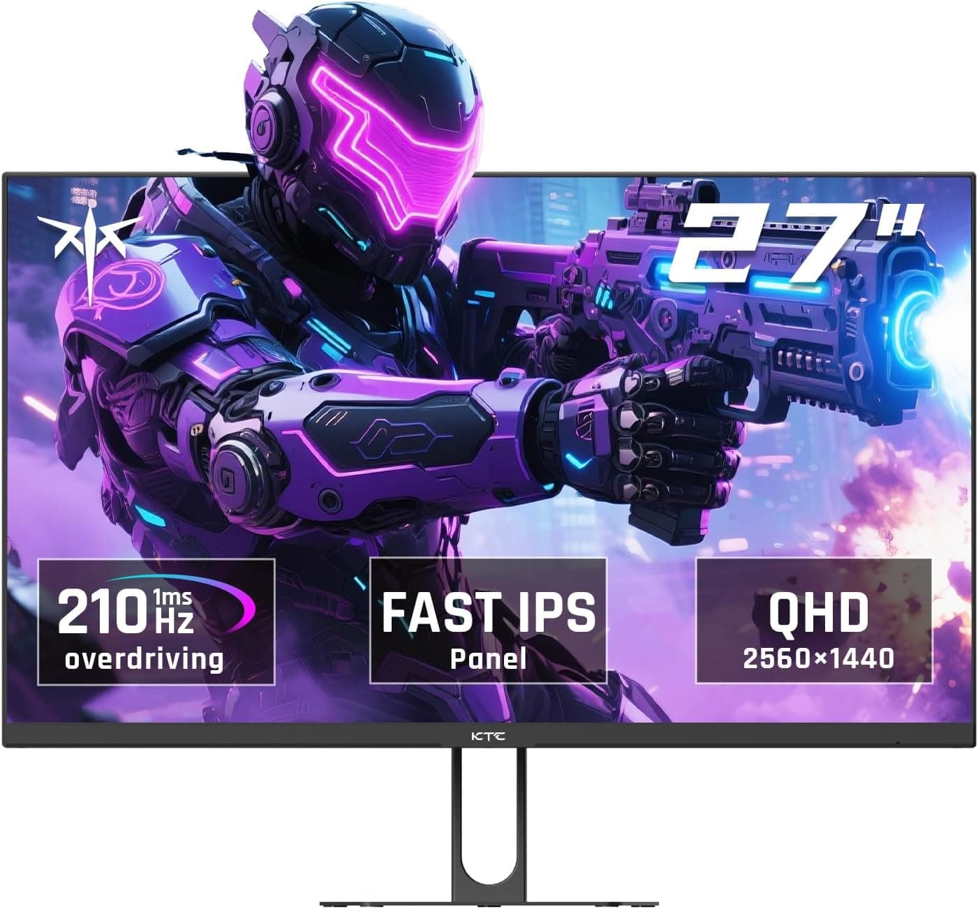 KTC Gaming Monitor 27 Inch | 2K@200Hz (Overlocking 210Hz) | Built-in Speakers | Fast IPS Panel | 1ms Response Time (MPRT) | HDR400 | Adaptive Sync | 131% sRGB, 101% DCI-P3, ΔE＜2