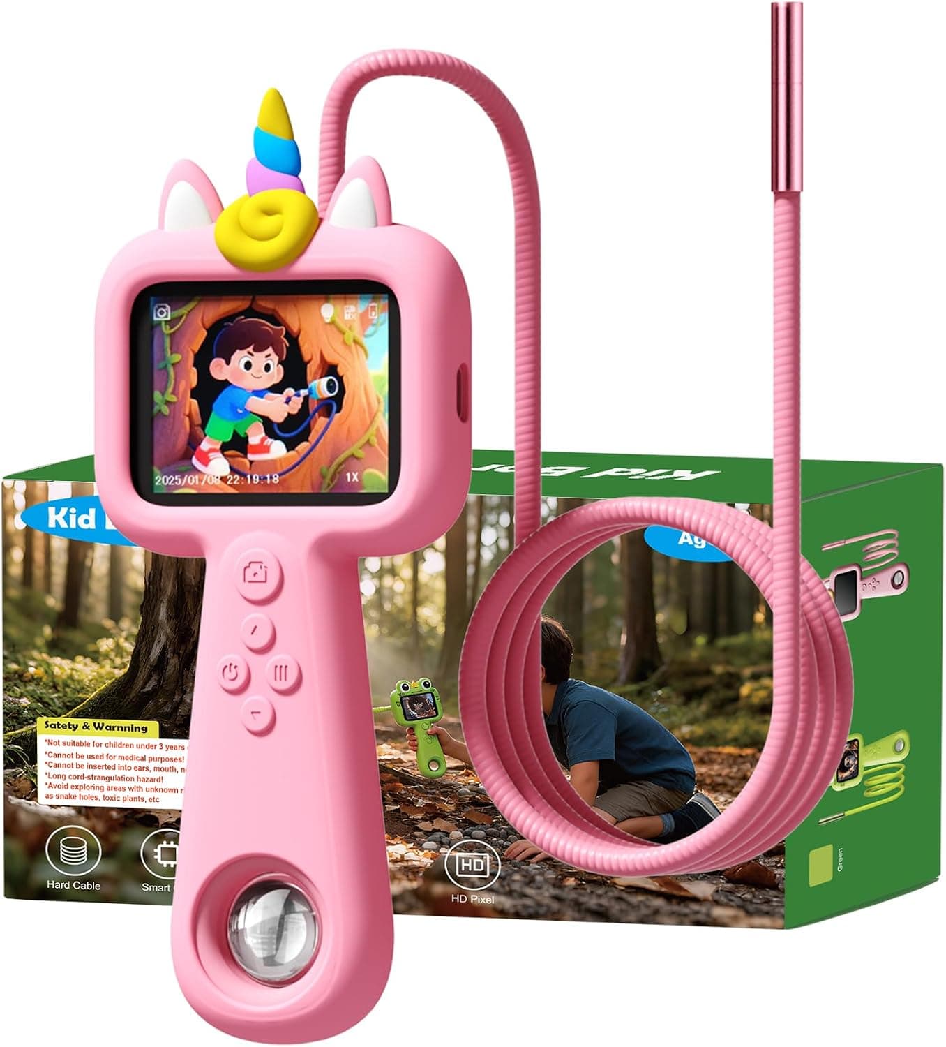 Endoscope for Kids, Borescope Snake Camera Toy with Lights, STEM Educational Science Unicorn Toy for Boys &amp; Girls Age 3~12 for Outdoor Camping, Nature Exploration Activities, Birthday (Pink): Amazon.co.uk: Toys &amp; Games
