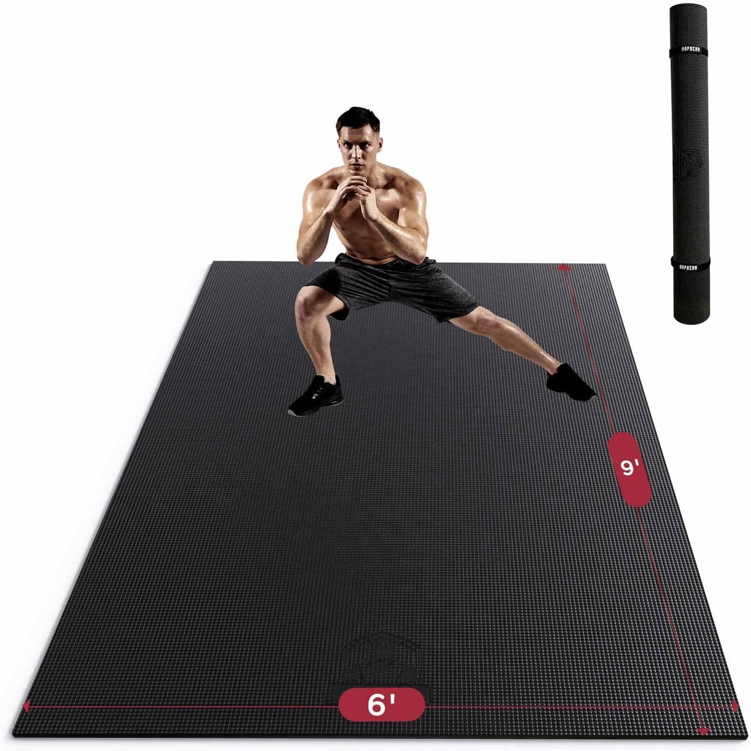 HAPBEAR Large Exercise Mat, 274×183×8mm, PVC Thick Non Slip, Large Yoga Mat for Home Gym, Yoga, Pilates, Fitness, Gymnastics