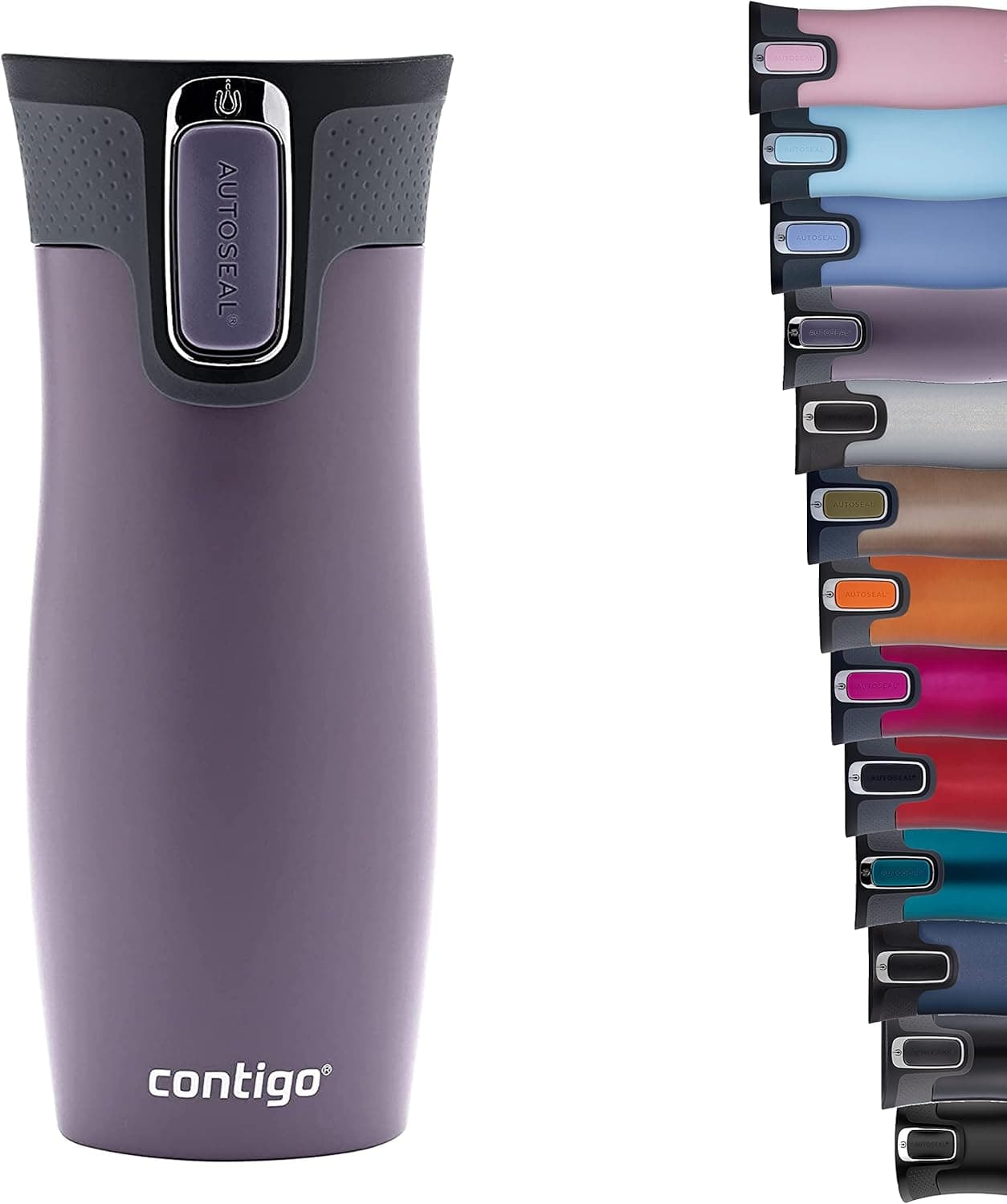 Contigo Unisex's West Loop Autoseal Thermobecher, Edelstahl Isolierbecher, Kaffeebecher to Go, BPA frei, auslaufsicherer Reisebecher mit Easy-Clean-Deckel, hält bis zu 5h Warm, 470 ml, Dark Plum