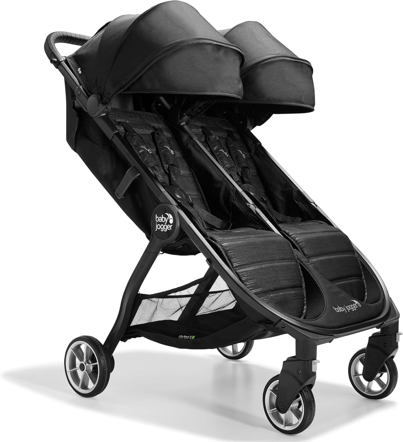 Baby Jogger City Tour 2 Double Travel Pushchair | Lightweight, Foldable &amp; Portable Double Buggy | Pitch Black