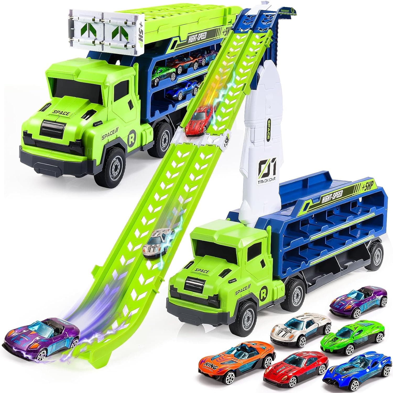 EUTOYZ Toys for 3 4 5 6 Year Olds Boy, Toy Cars for Boys Toys Age 3-5 Birthday Easter Gift for 3-5 Year Olds Boys Car Race Track with 46 inch Race Track Toddler Toy Car