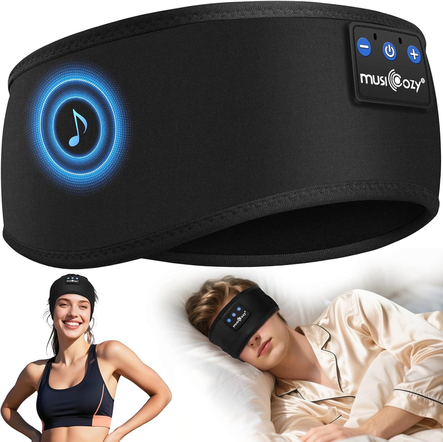 MUSICOZY Sleep Headphones Headband for Side Sleepers Bluetooth 5.4 | Comfortable headband headphones, ultra-thin speakers &amp; cooling fabric. For sleep, sport &amp; travel. For light &amp; hot sleepers: Amazon.co.uk: Electronics &amp; Photo