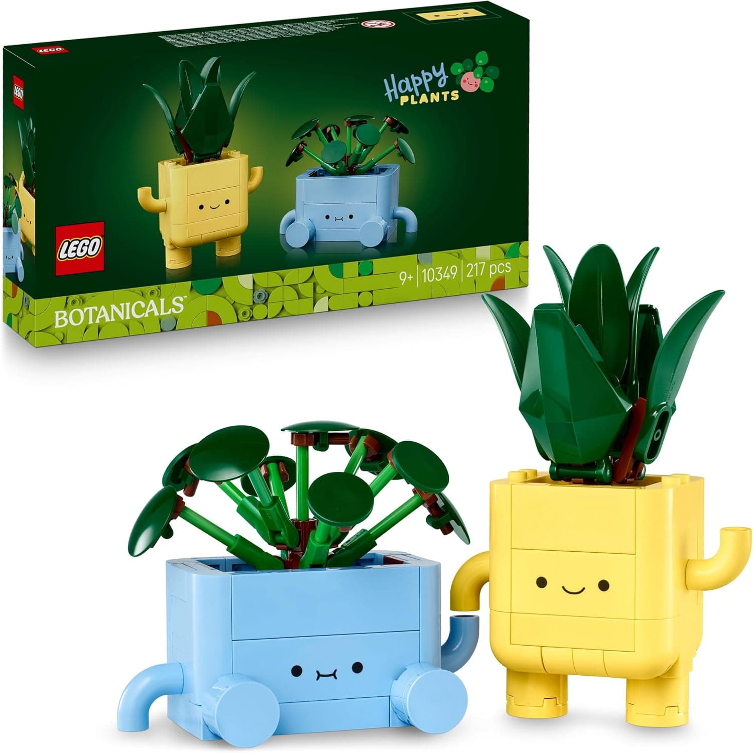LEGO Botanicals Happy Plants Toy - Crafts Kit for Kids incl. 2 Artificial Plants with 2 Colourful Flower Pots &amp; Interchangeable Cartoon Faces - Nature Gifts for 9+ Year Old Girls &amp; Teens - 10349