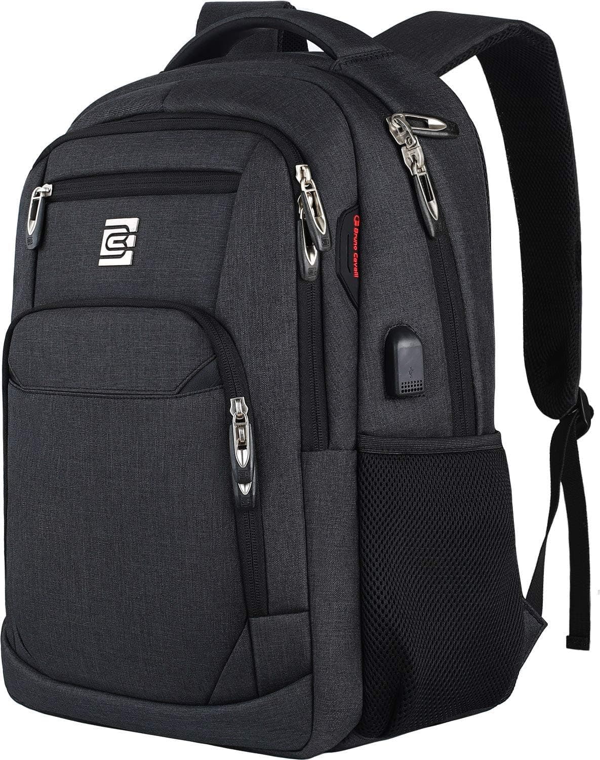 KASIBON Laptop Backpack with USB Charging&amp;Headphone Port,Anti-Theft Business Laptop Backpack with Breathable Padded Shoulder Strap, Water Resistant Computer Rucksack (Black, M)