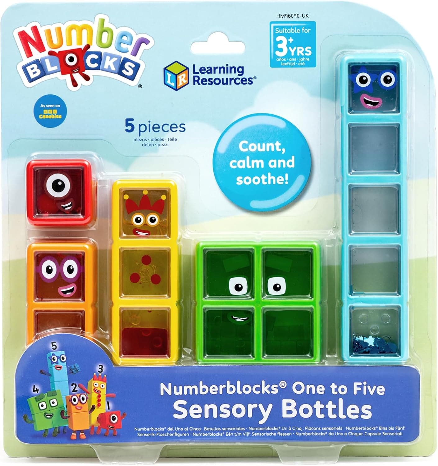 Learning Resources Numberblocks One to Five Sensory Bottles, Action Figure Set, Toy Figures &amp; Playsets, Counting Blocks, Fidget for Kids, Sensory Resources