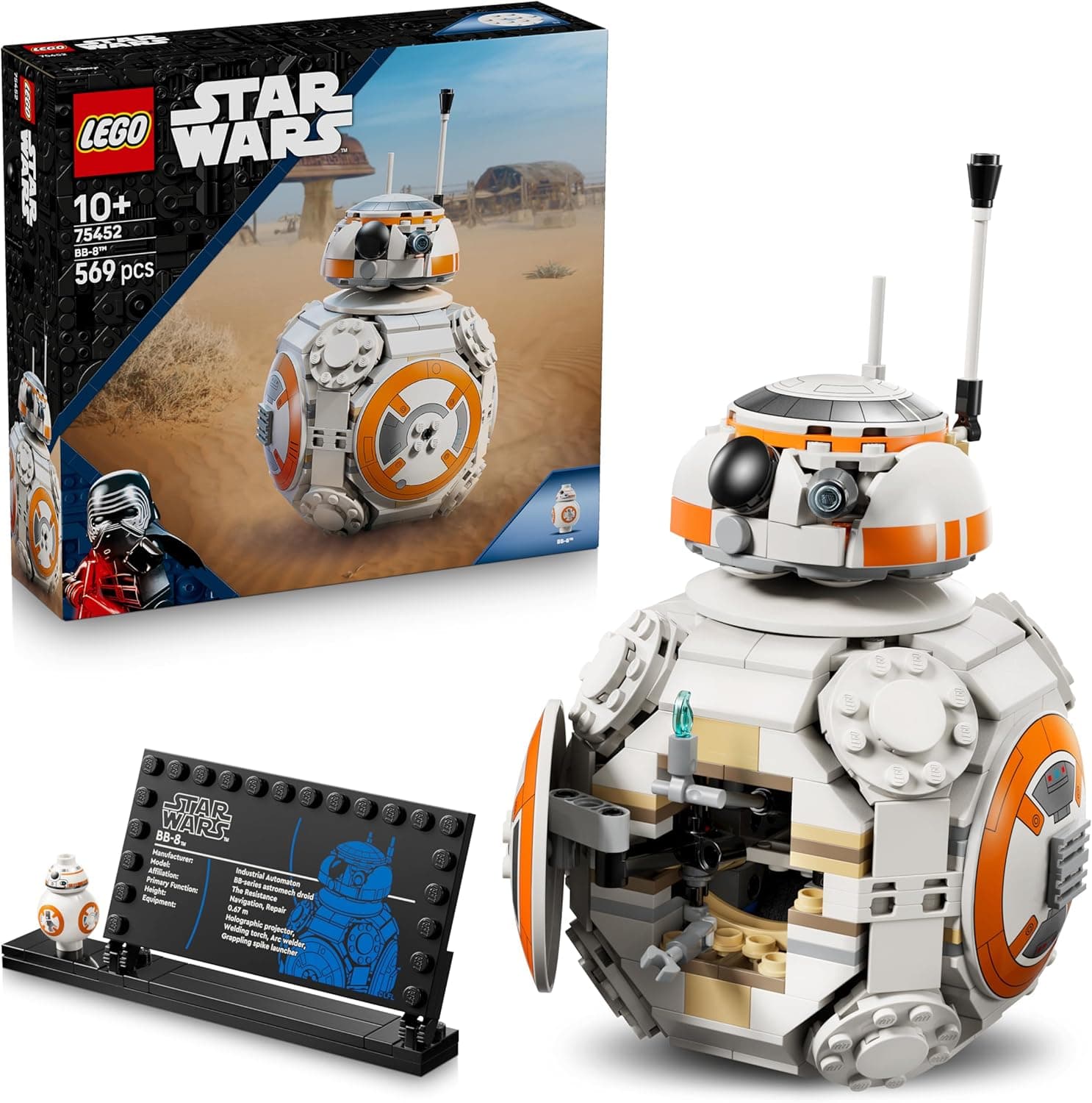 LEGO Star Wars 75452 BB-8 Astromech Droid Figure Model Kit - Building Toy w/a Spinning Head &amp; Wheel - Bedroom Decor Idea - Gift for 10+ Year Old Boys, Girls &amp; Fans