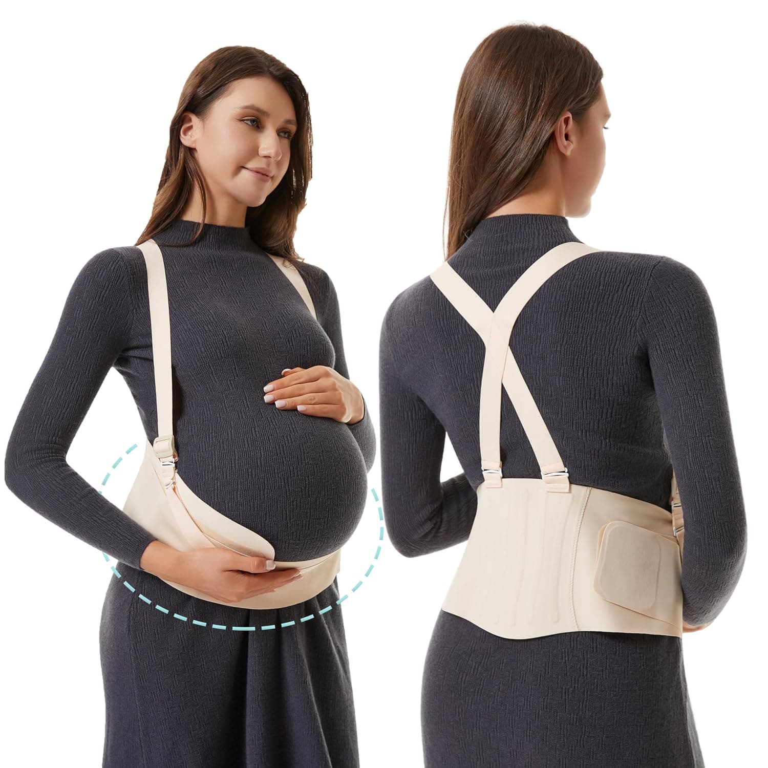 Avaneeny 2-in-1 Convertible Maternity Support Belt with Detachable Strap - Adjustable Pregnancy Belly Band for Back, Hip, Pelvic Pain, Invisible Belly Bands for Pregnant Women