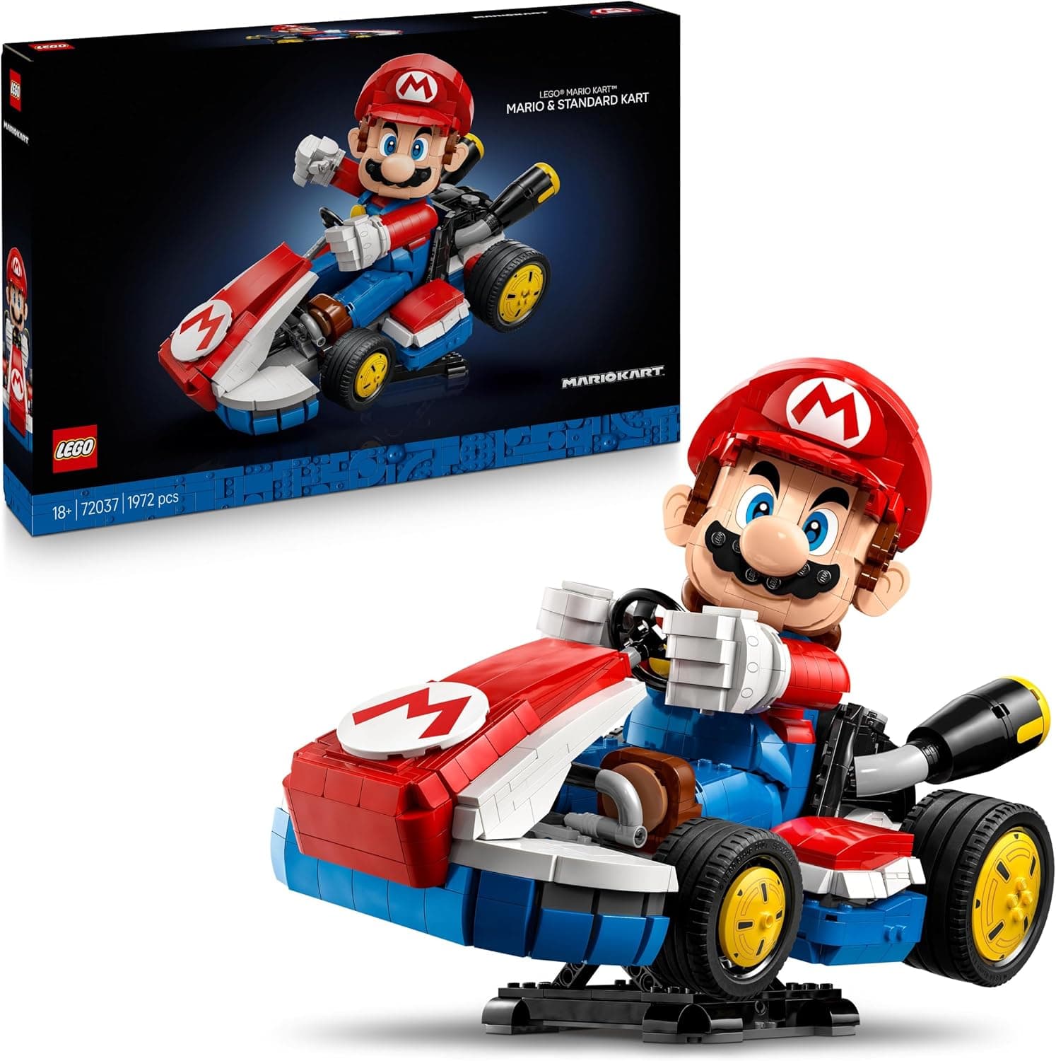 LEGO Mario Kart – Mario &amp; Standard Kart - Nintendo Character Display Figure &amp; Car Model Kit for Gaming Fans - 72037