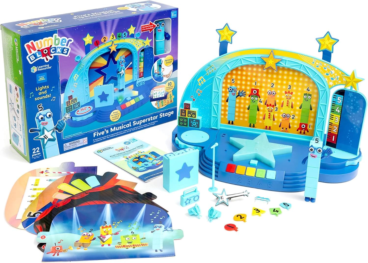 Learning Resources Numberblock Five’s Magical Superstar Stage, Toys for 3 Year Old Boys and Girls, Deluxe Playset with Five Figure Included